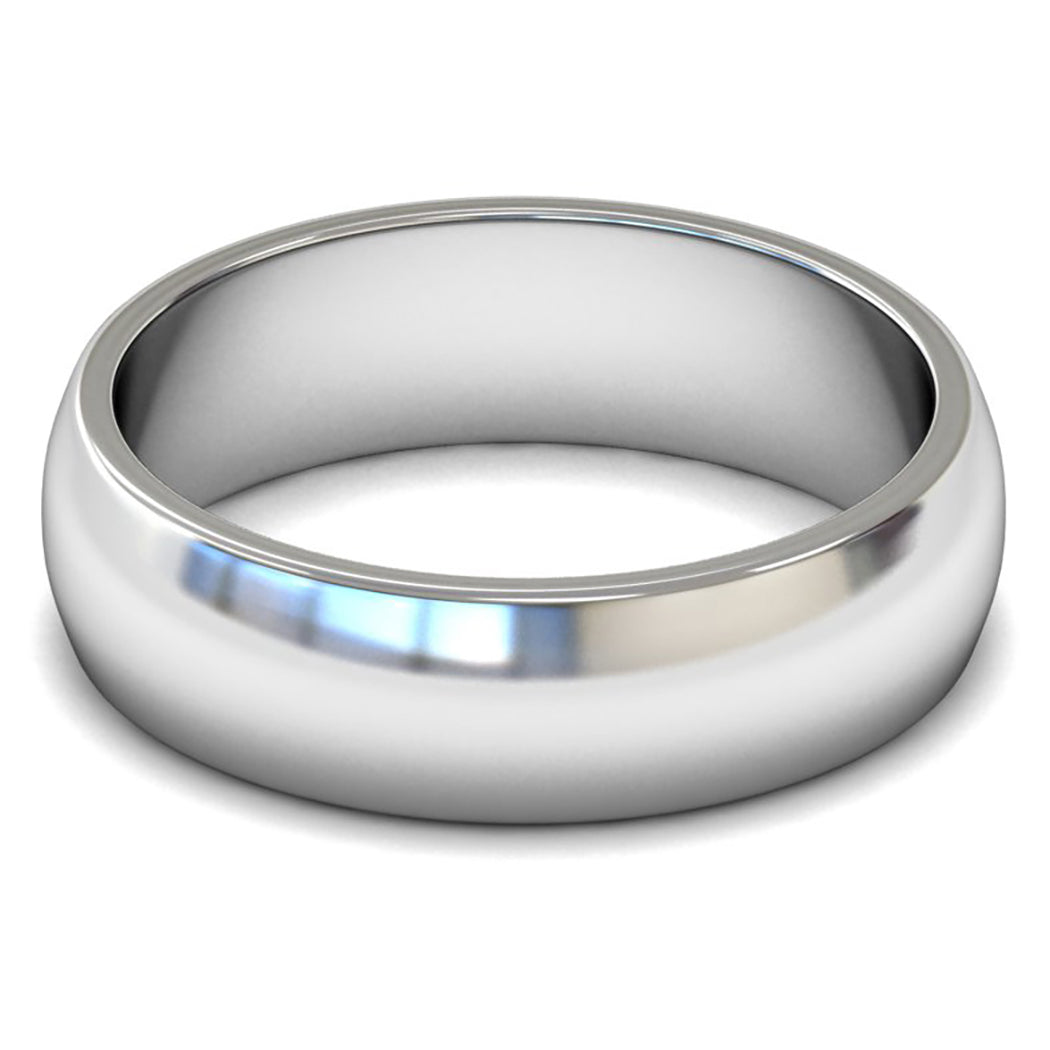 18ct White Fairtrade Gold 6mm Medium Weight D Shape Wedding Ring