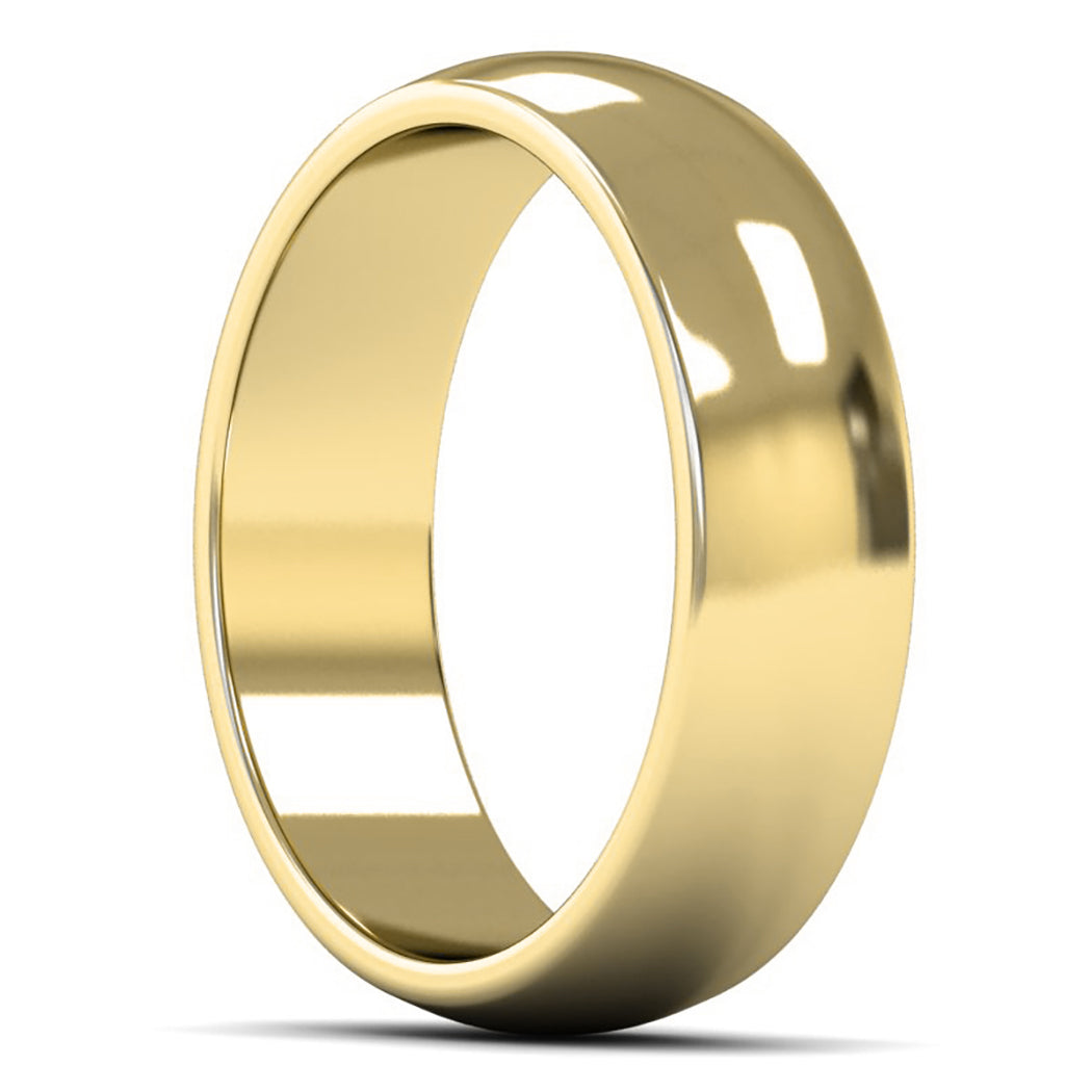 18ct Yellow Gold 6mm Medium Weight D Shape Wedding Ring