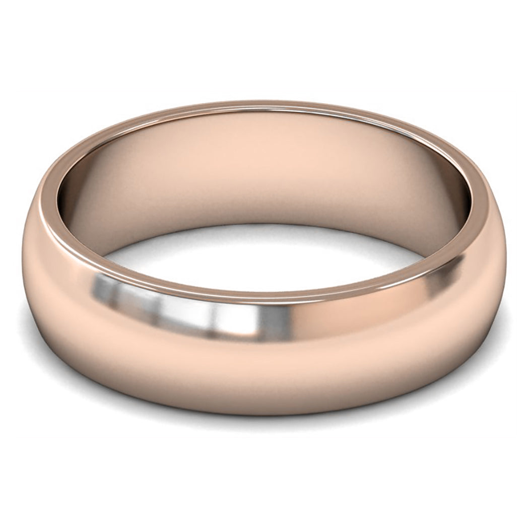 9ct Rose Gold 6mm Medium Weight D Shape Wedding Ring