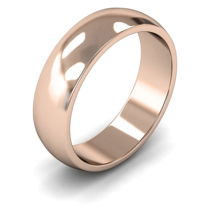 9ct Rose Gold 6mm Medium Weight D Shape Wedding Ring