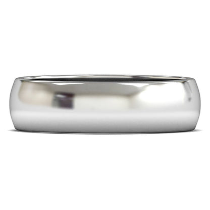 9ct White Gold 6mm Medium Weight D Shape Wedding Ring