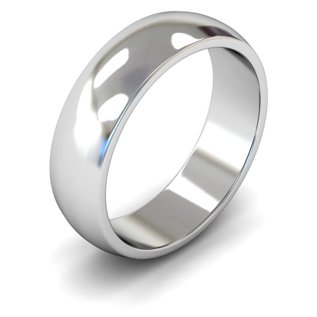 9ct White Fairtrade Gold 6mm Medium Weight D Shape Wedding Ring