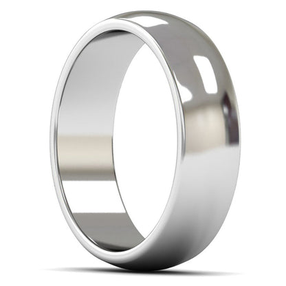 Platinum 950 6mm Medium Weight D Shape Wedding Ring