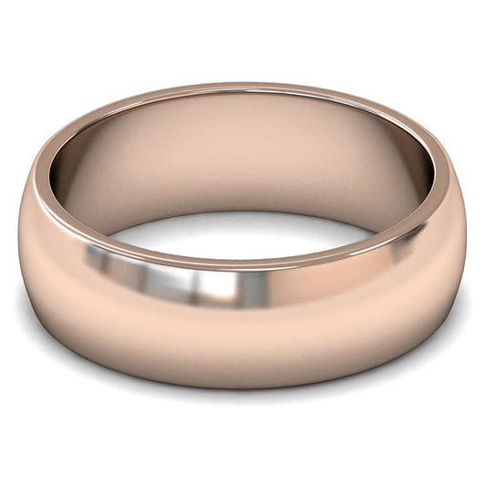 14ct Rose Gold 7mm Medium Weight D Shape Wedding Ring