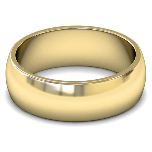 14ct Yellow Gold 7mm Medium Weight D Shape Wedding Ring
