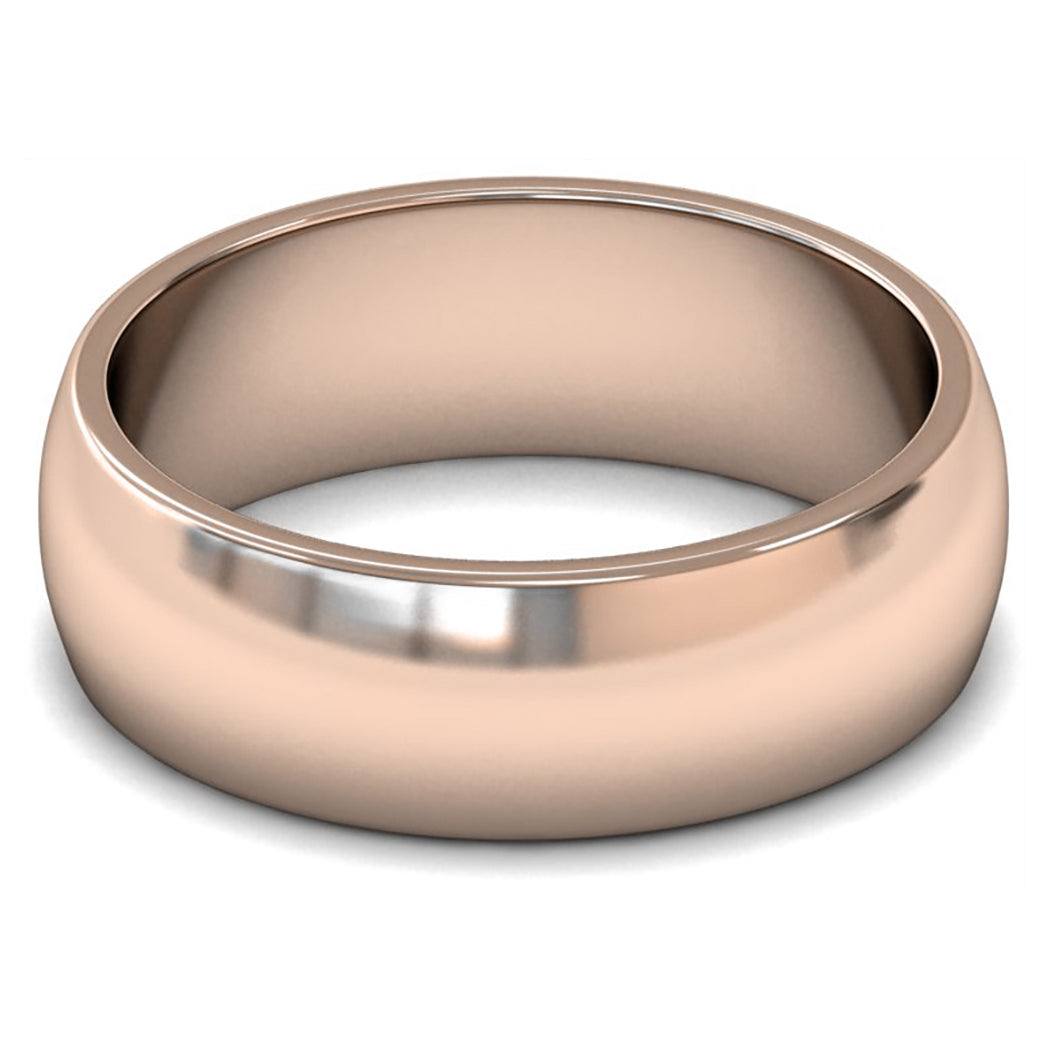 9ct Rose Fairtrade Gold 7mm Medium Weight D Shape Wedding Ring