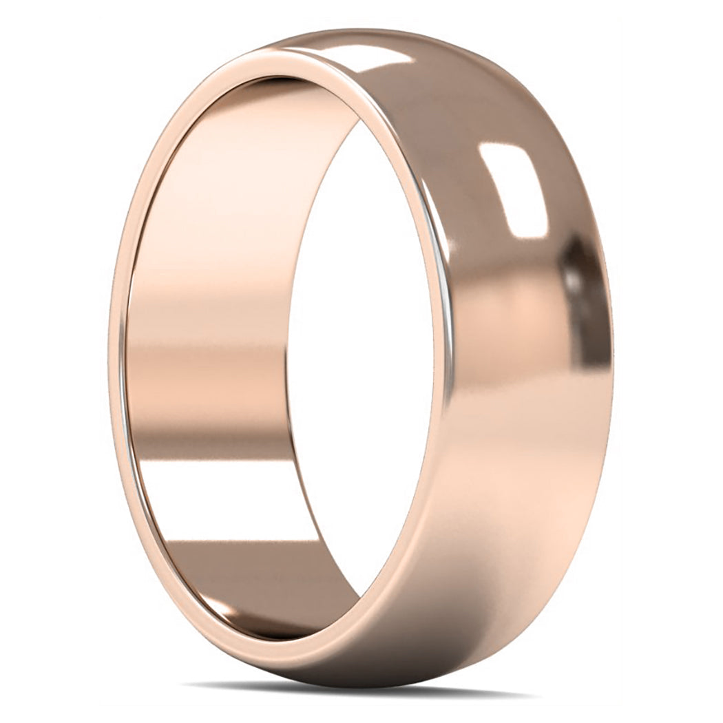 9ct Rose Gold 7mm Medium Weight D Shape Wedding Ring