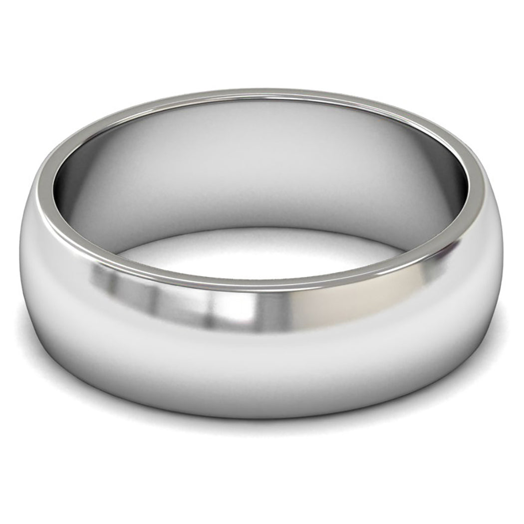 9ct White Fairtrade Gold 7mm Medium Weight D Shape Wedding Ring