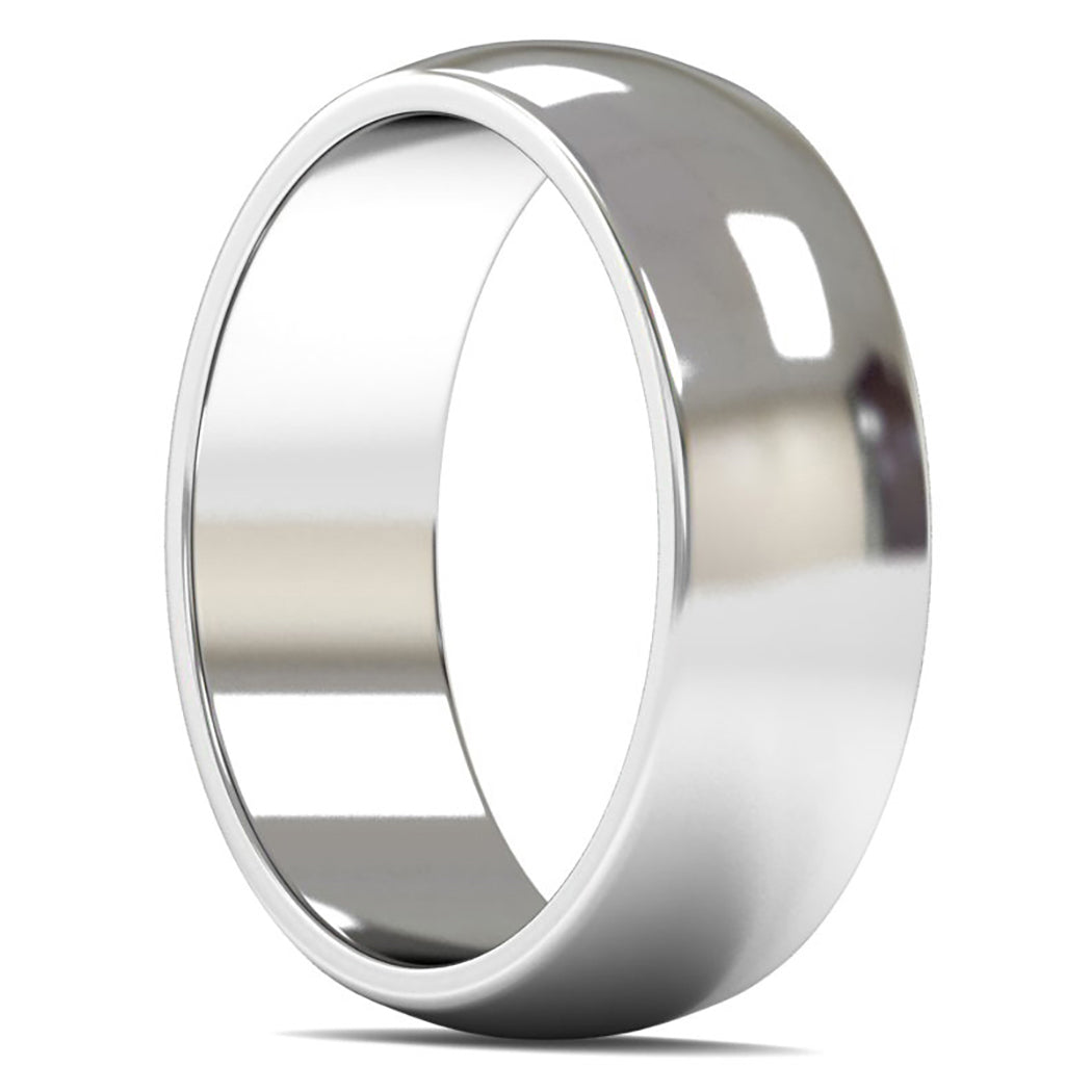 9ct White Fairtrade Gold 7mm Medium Weight D Shape Wedding Ring