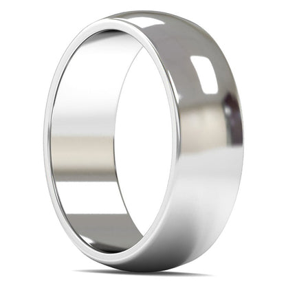 9ct White Fairtrade Gold 7mm Medium Weight D Shape Wedding Ring