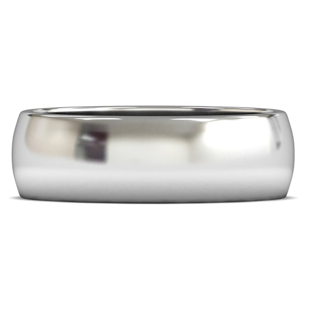 9ct White Fairtrade Gold 7mm Medium Weight D Shape Wedding Ring