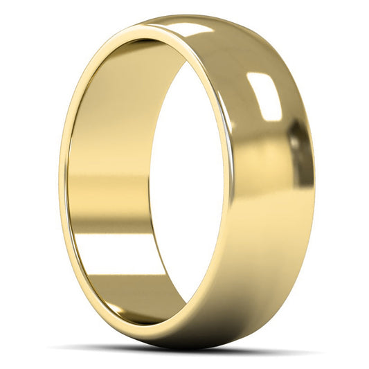 9ct Yellow Fairtrade Gold 7mm Medium Weight D Shape Wedding Ring