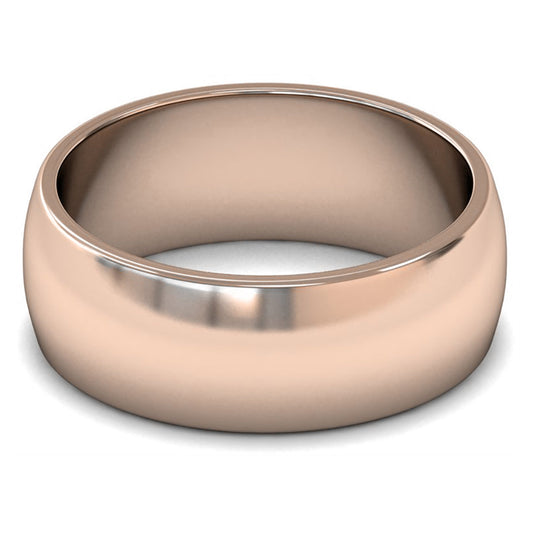 14ct Rose Gold 8mm Medium Weight D Shape Wedding Ring