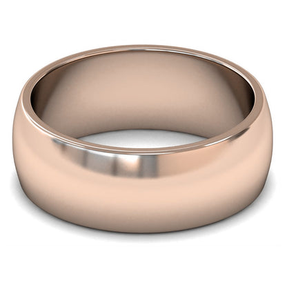 18ct Rose Gold 8mm Medium Weight D Shape Wedding Ring