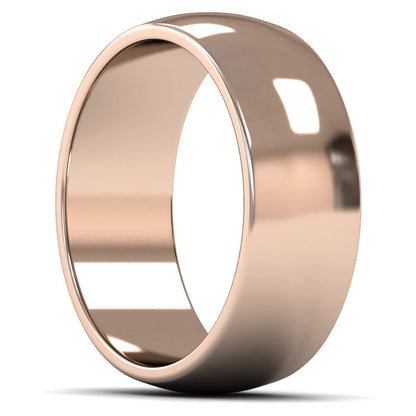 18ct Rose Gold 8mm Medium Weight D Shape Wedding Ring