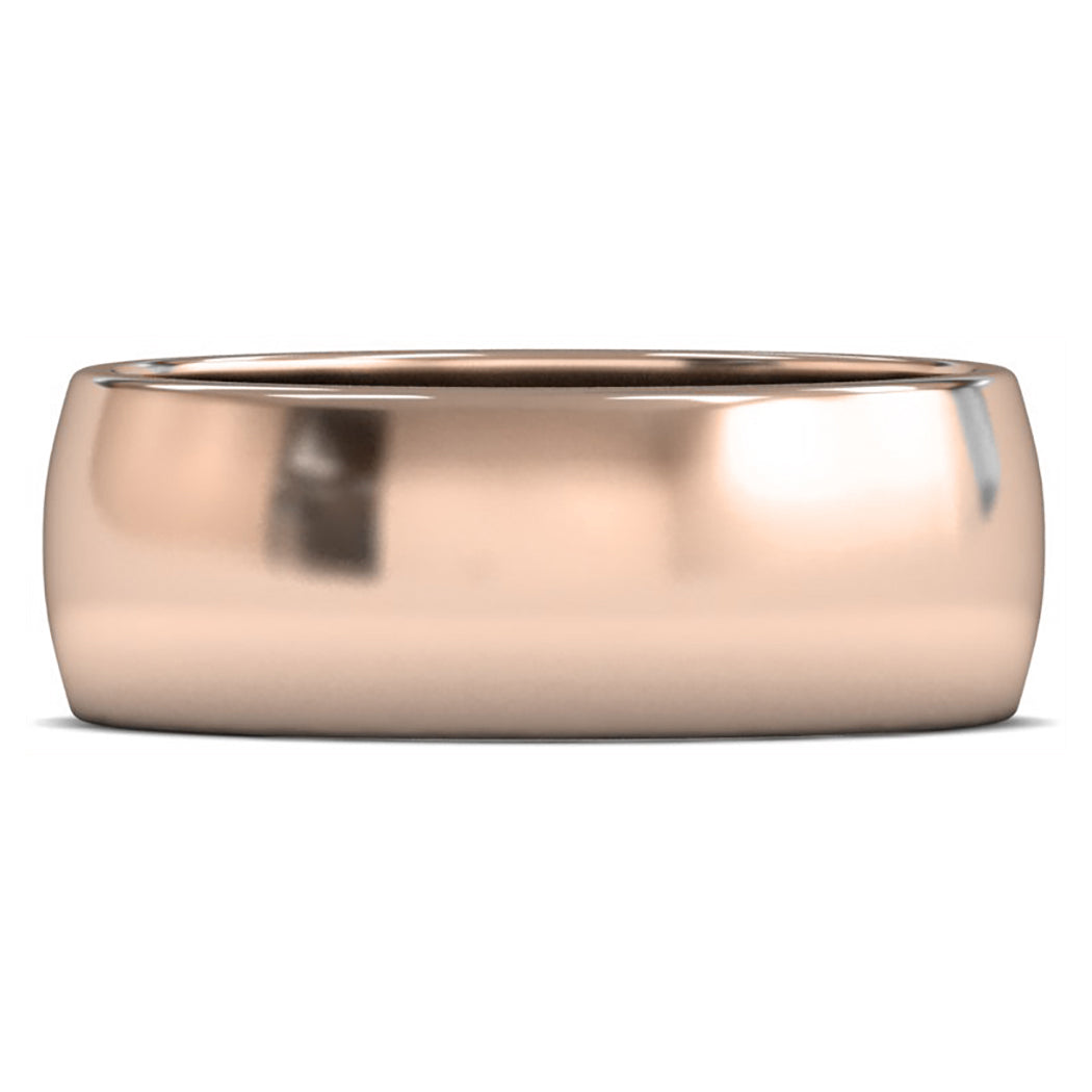 18ct Rose Gold 8mm Medium Weight D Shape Wedding Ring