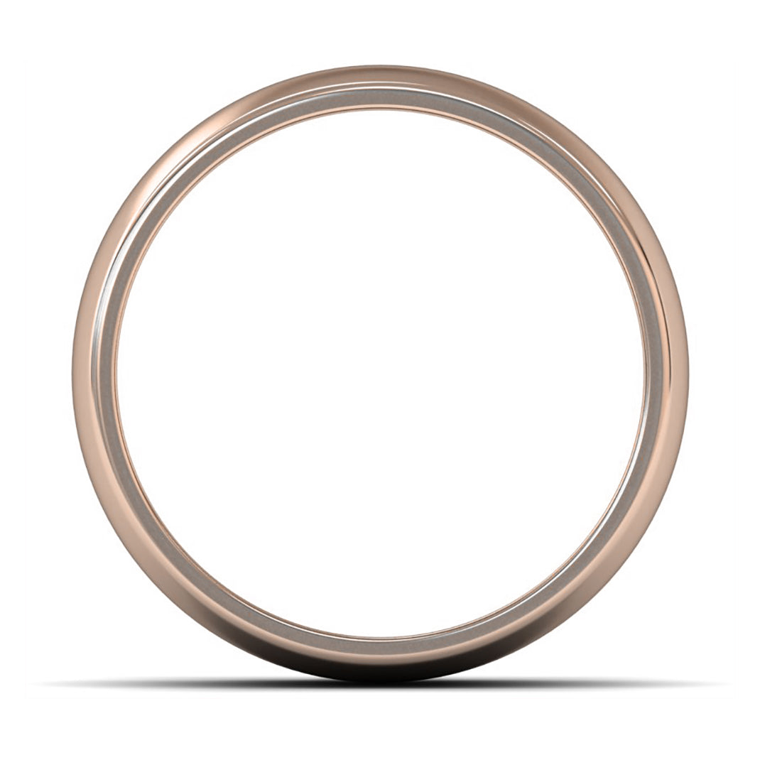 18ct Rose Gold 8mm Medium Weight D Shape Wedding Ring