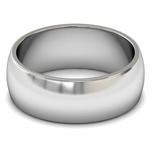 18ct White Fairtrade Gold 8mm Medium Weight D Shape Wedding Ring