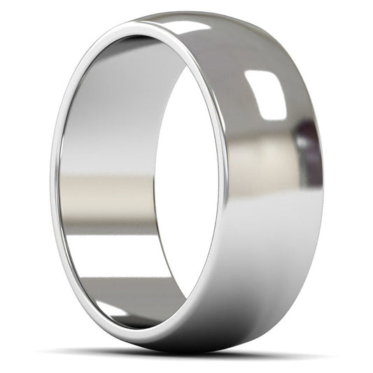 9ct White Gold 8mm Medium Weight D Shape Wedding Ring