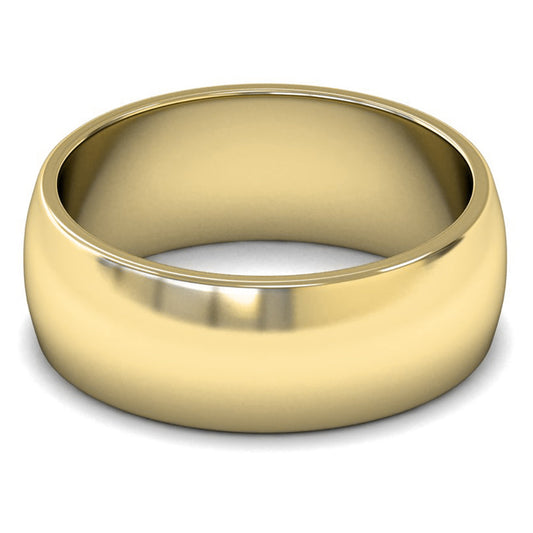 9ct Yellow Gold 8mm Medium Weight D Shape Wedding Ring