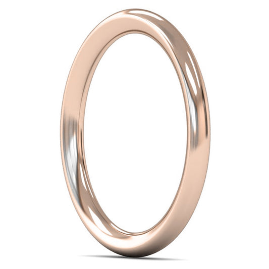 14ct Rose Fairtrade Gold 2mm Heavy Weight Traditional Court Wedding Ring