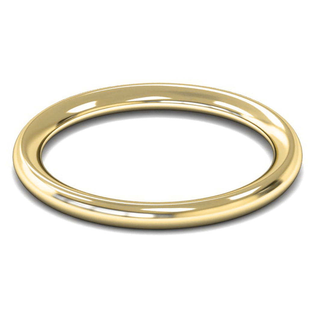 14ct Yellow Fairtrade Gold 2mm Heavy Weight Traditional Court Wedding Ring