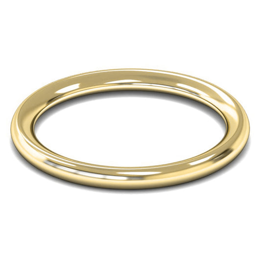 14ct Yellow Fairtrade Gold 2mm Heavy Weight Traditional Court Wedding Ring