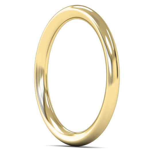 14ct Yellow Fairtrade Gold 2mm Heavy Weight Traditional Court Wedding Ring