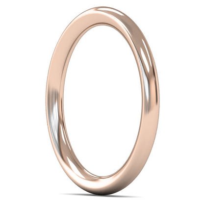 18ct Rose Fairtrade Gold 2mm Heavy Weight Traditional Court Wedding Ring
