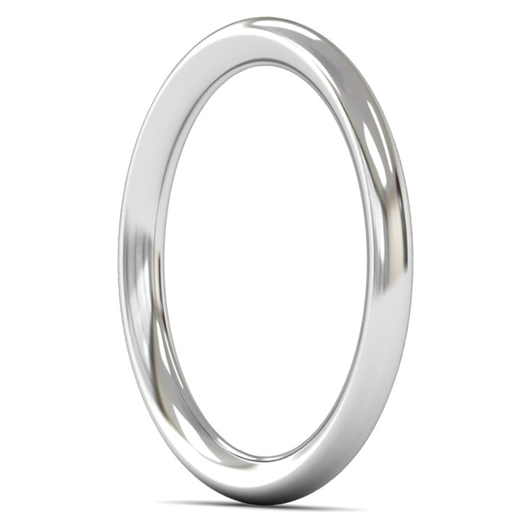 9ct White Gold 2mm Heavy Weight Traditional Court Wedding Ring