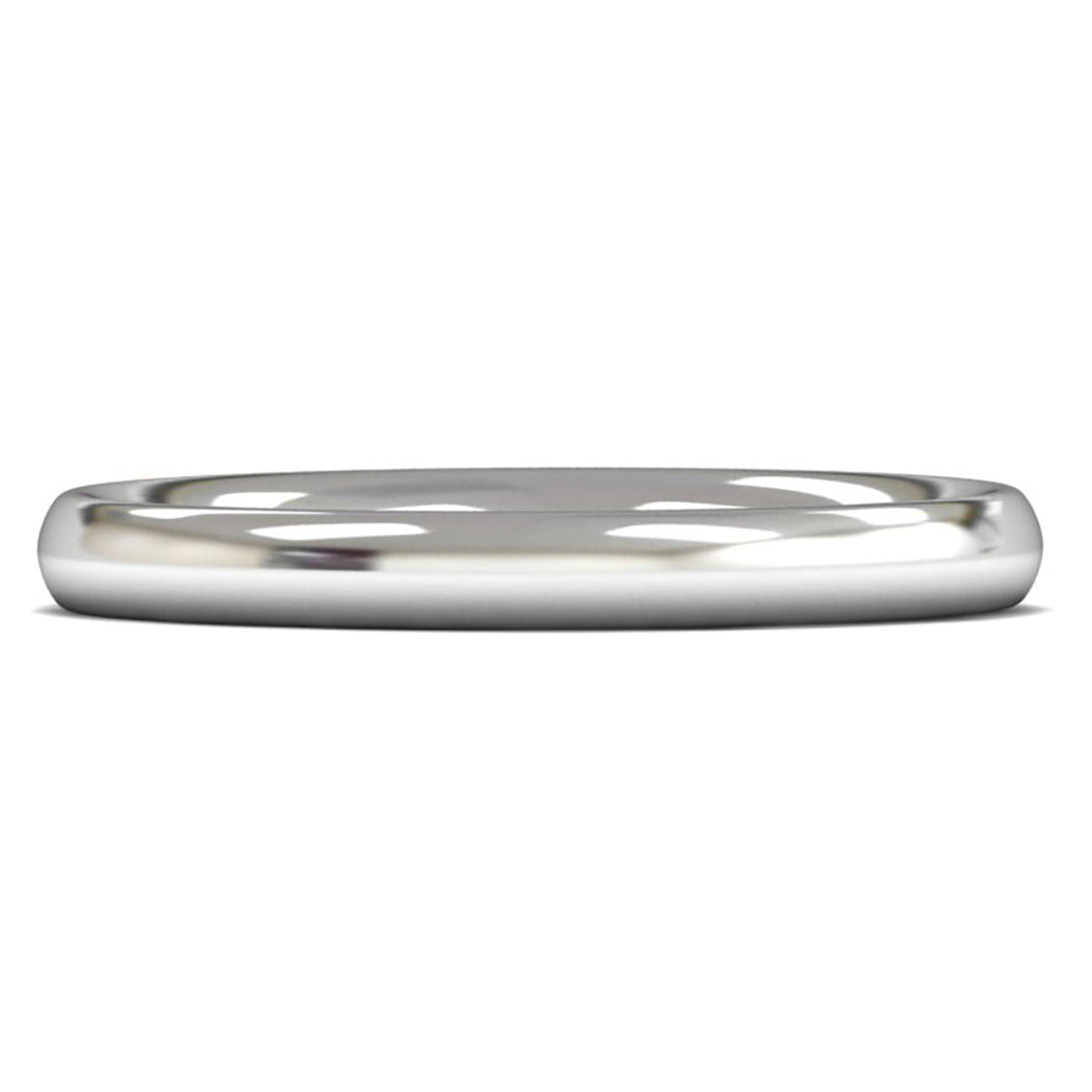 14ct White Fairtrade Gold 2.5mm Heavy Weight Traditional Court Wedding Ring