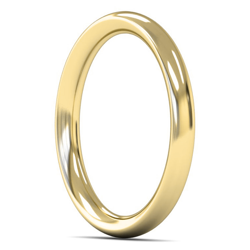 18ct Yellow Fairtrade Gold 2.5mm Heavy Weight Traditional Court Wedding Ring