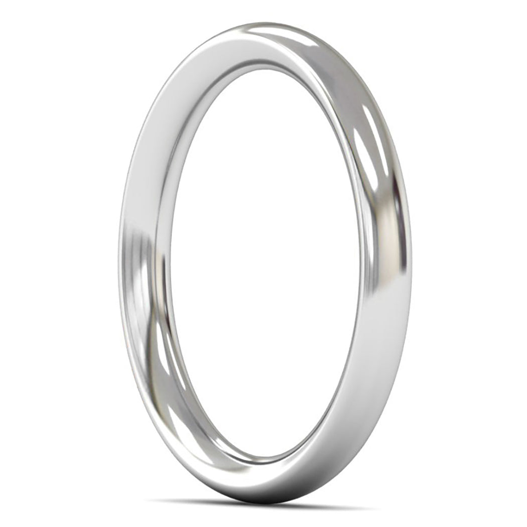 9ct White Gold 2.5mm Heavy Weight Traditional Court Wedding Ring