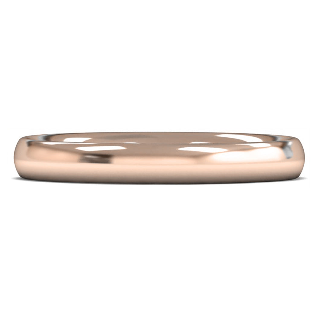 14ct Rose Fairtrade Gold 3mm Heavy Weight Traditional Court Wedding Ring
