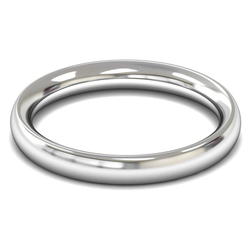 14ct White Fairtrade Gold 3mm Heavy Weight Traditional Court Wedding Ring