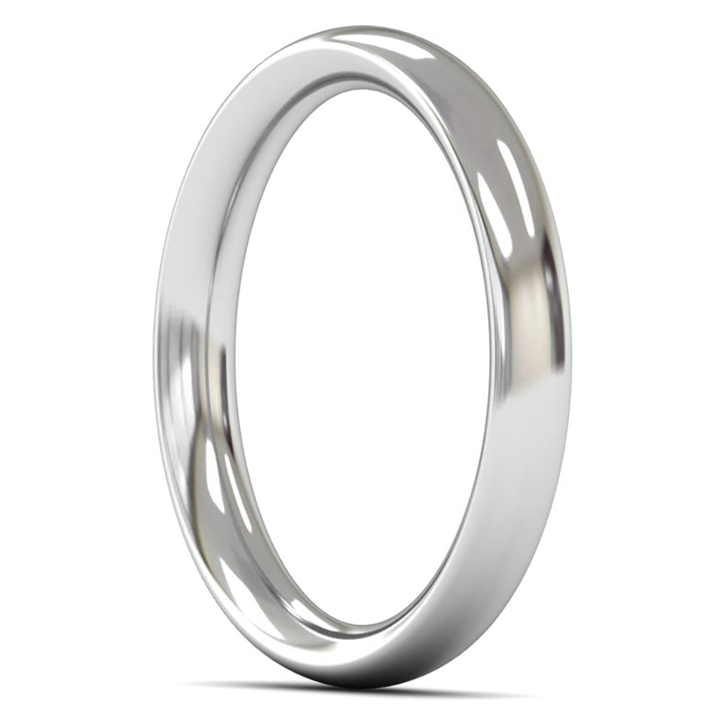 14ct White Fairtrade Gold 3mm Heavy Weight Traditional Court Wedding Ring