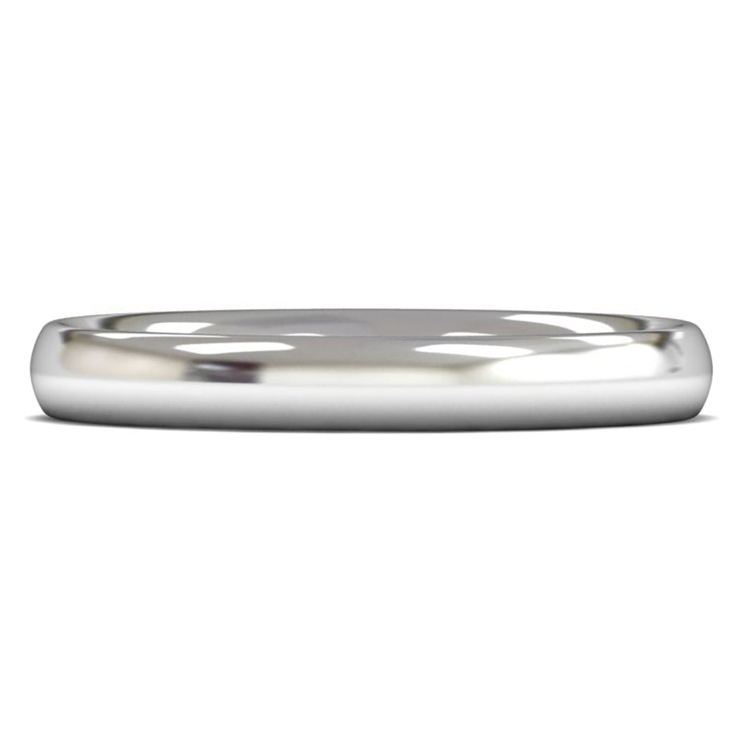 14ct White Fairtrade Gold 3mm Heavy Weight Traditional Court Wedding Ring