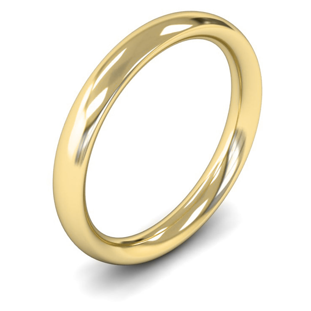 14ct Yellow Fairtrade Gold 3mm Heavy Weight Traditional Court Wedding Ring