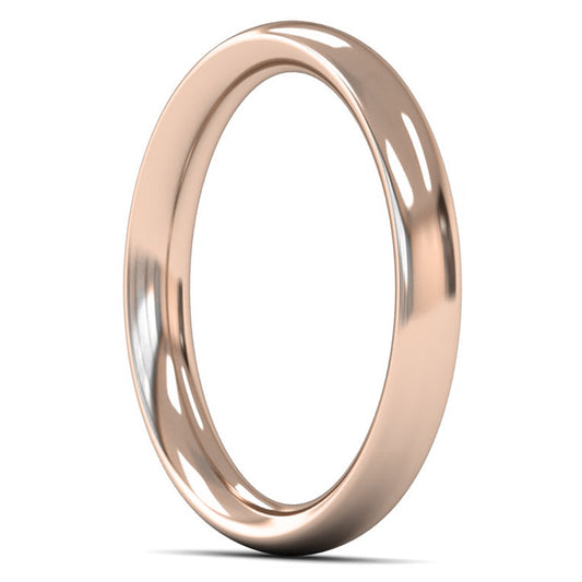 18ct Rose Fairtrade Gold 3mm Heavy Weight Traditional Court Wedding Ring