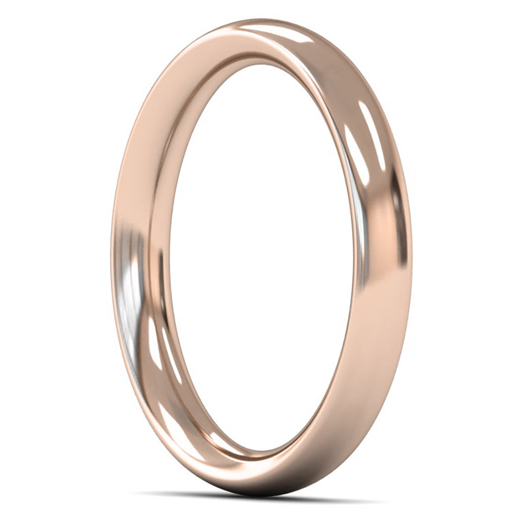 18ct Rose Gold 3mm Heavy Weight Traditional Court Wedding Ring