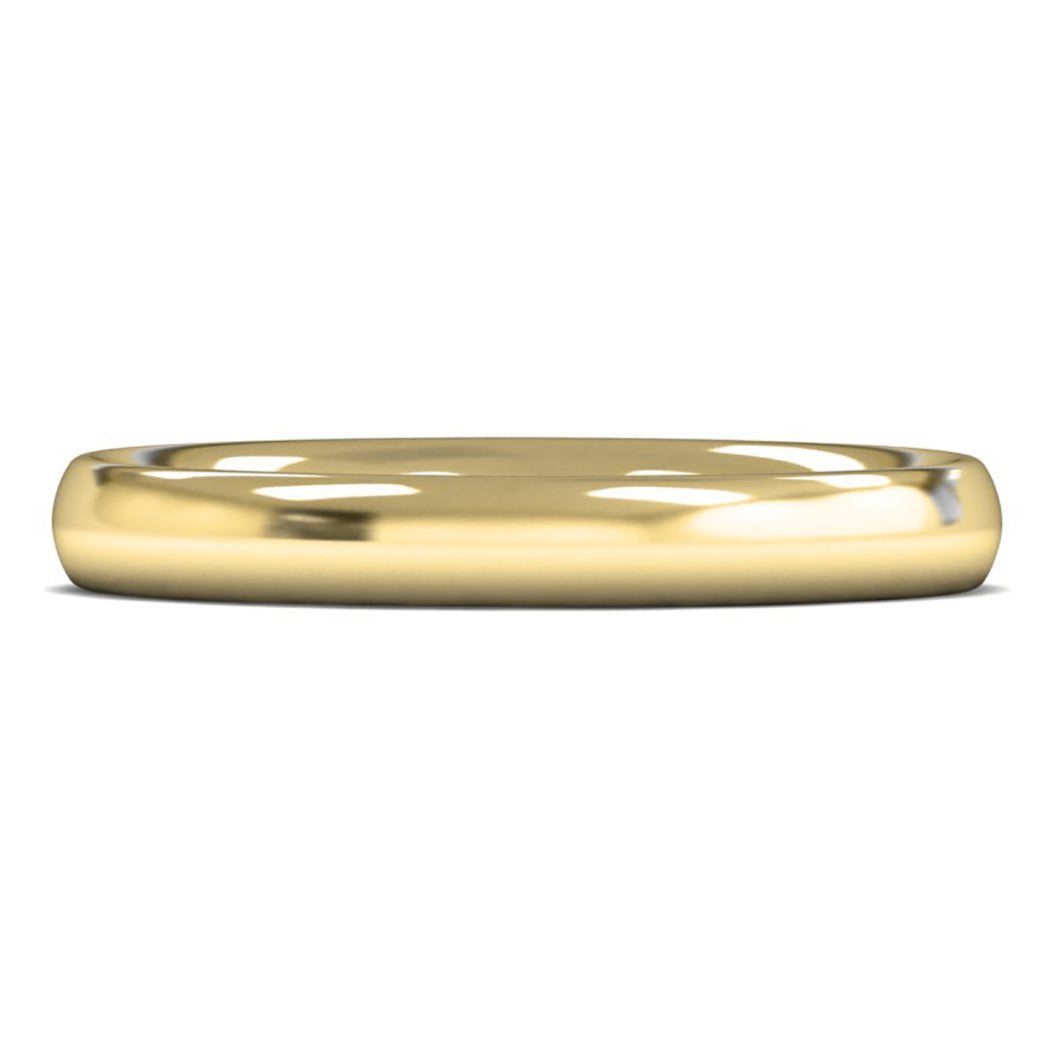 18ct Yellow Fairtrade Gold 3mm Heavy Weight Traditional Court Wedding Ring