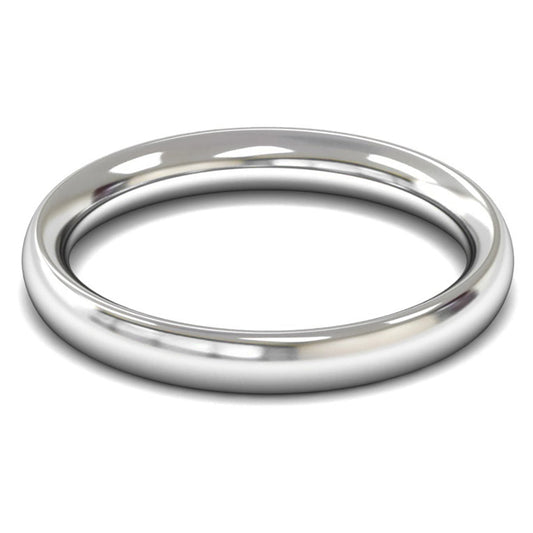 9ct White Fairtrade Gold 3mm Heavy Weight Traditional Court Wedding Ring
