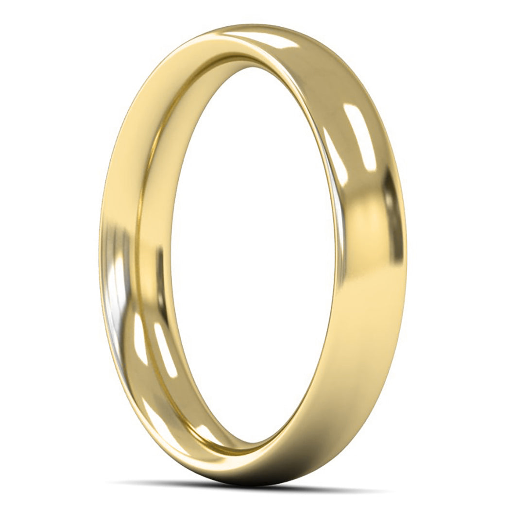 14ct Yellow Fairtrade Gold 4mm Heavy Weight Traditional Court Wedding Ring