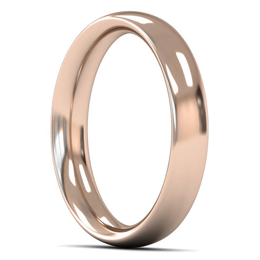 18ct Rose Gold 4mm Heavy Weight Traditional Court Wedding Ring