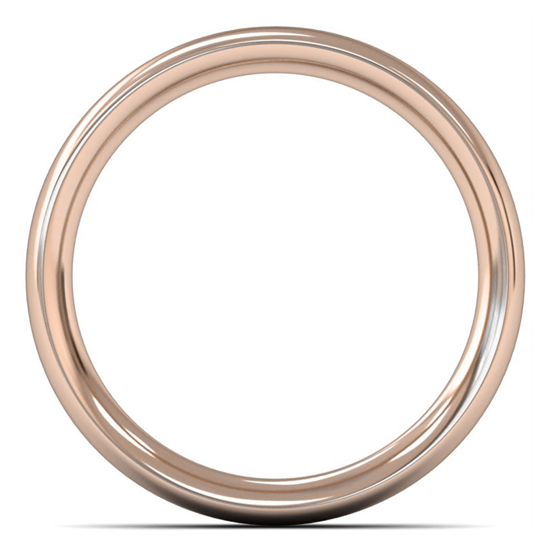 18ct Rose Fairtrade Gold 4mm Heavy Weight Traditional Court Wedding Ring