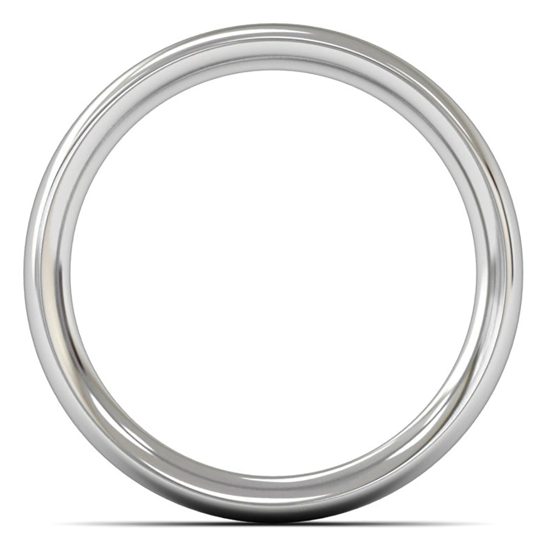 18ct White Fairtrade Gold 4mm Heavy Weight Traditional Court Wedding Ring