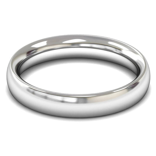 9ct White Gold 4mm Heavy Weight Traditional Court Wedding Ring