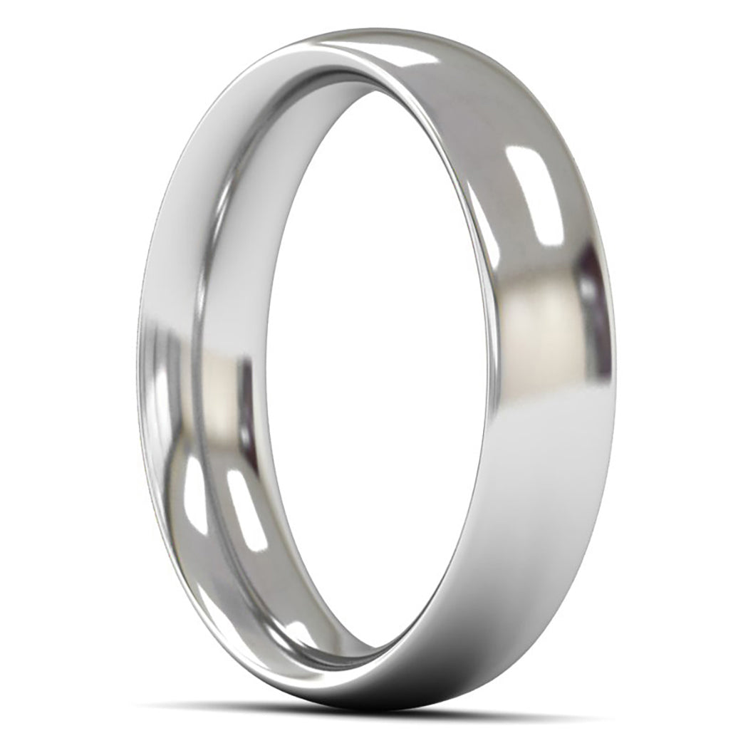 14ct White Fairtrade Gold 5mm Heavy Weight Traditional Court Wedding Ring