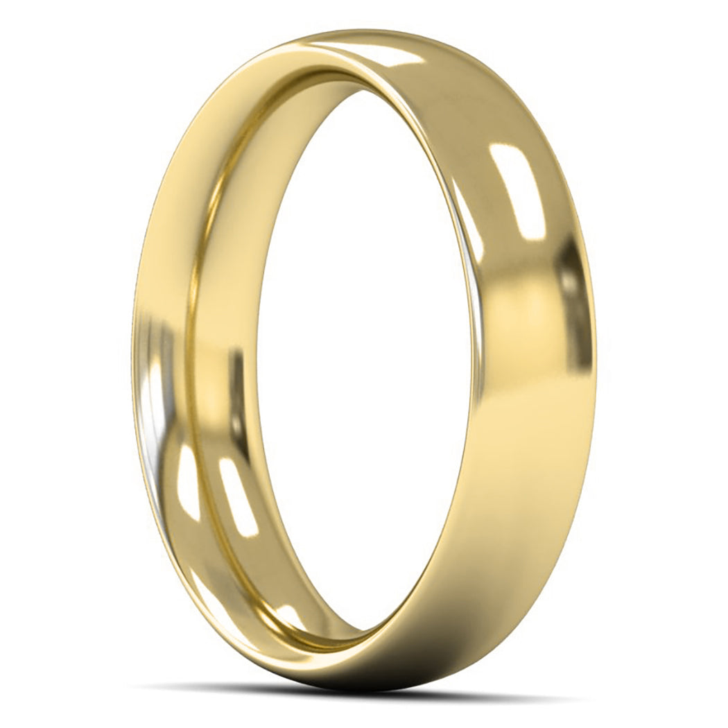 14ct Yellow Fairtrade Gold 5mm Heavy Weight Traditional Court Wedding Ring