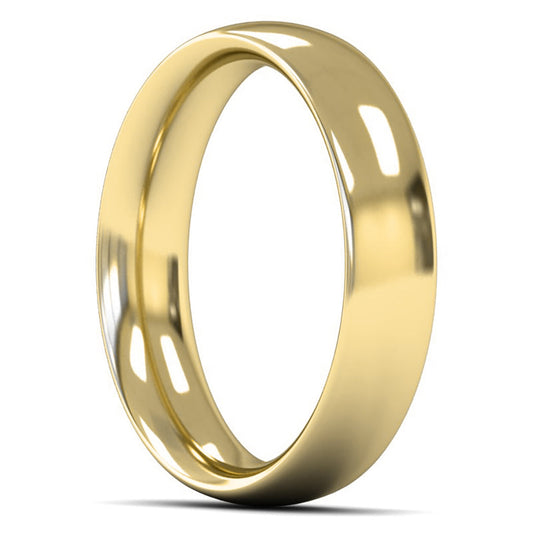 14ct Yellow Fairtrade Gold 5mm Heavy Weight Traditional Court Wedding Ring